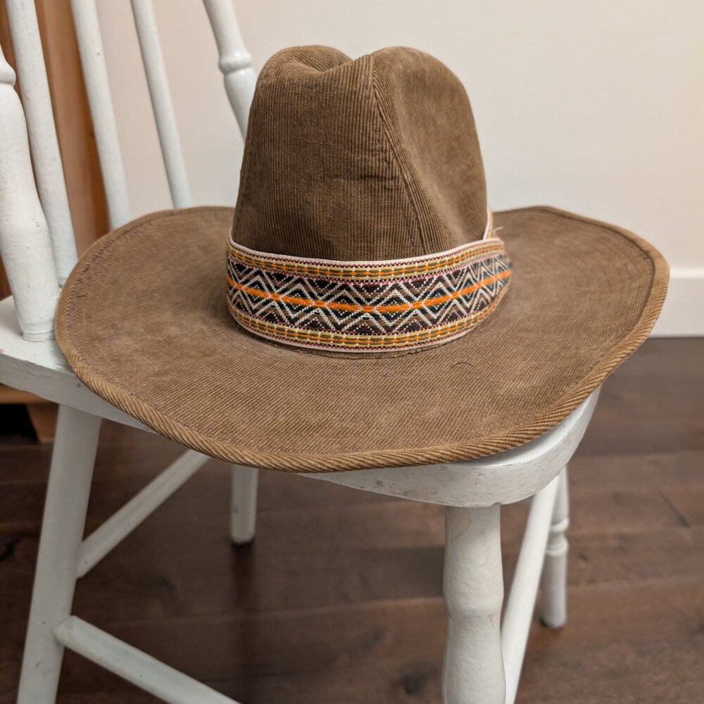 Vintage Lanning Corduroy Cowboy Hat Mens Medium Western Festival 1990s - Picture 2 of 3